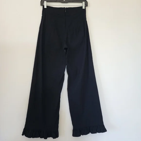 Antropologie Maeve The Colette Magic Fabric Ruffle Hem Crop Wide-Leg Pants Sz 25